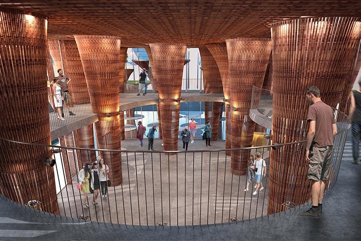 ekologisen arkkitehtuurin näyttely 2015 Milanon projekti, joka on valmistettu bambu -lootuksesta