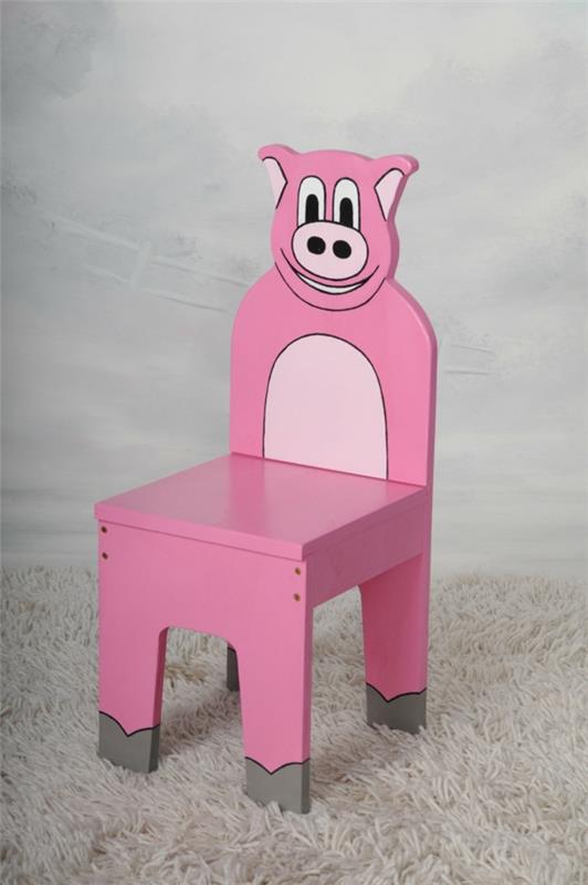 mukava lasten tuoli vaaleanpunainen ergonominen muotoilu sika