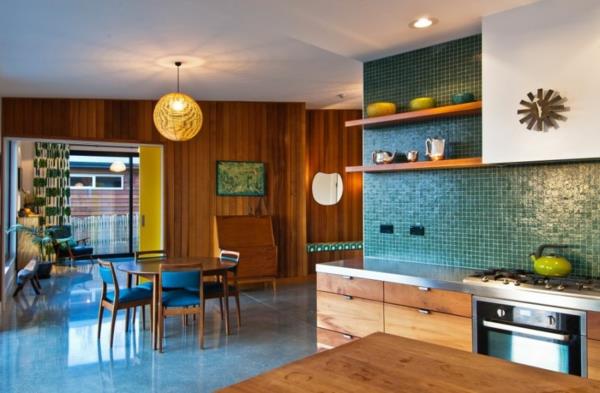 mukava sisustus keittiö takaseinä celadon vihreä mosaiikki seinälaatat