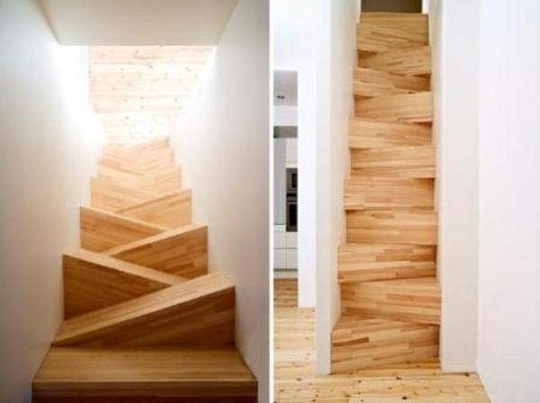 monimutkainen puinen portaikkorakenne