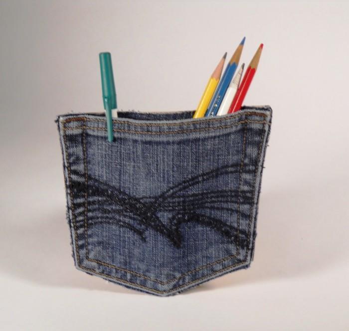 luova käsityö denim -laukku kerää lyijykynät