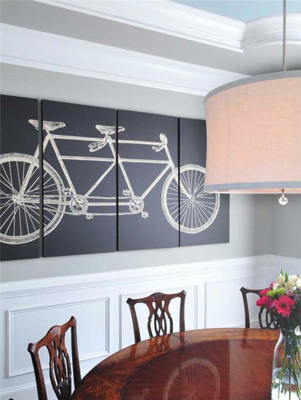 luovat seinäsuunnittelukuvat ruokasalin sisustusideoita polkupyörävalokuvatapetti