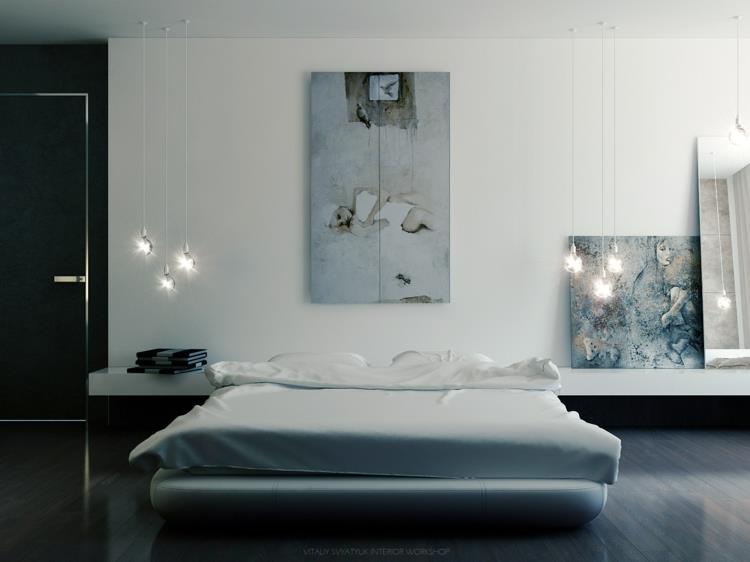 luova seinäsuunnittelu makuuhuone ideoita sänky moderni seinäkoriste