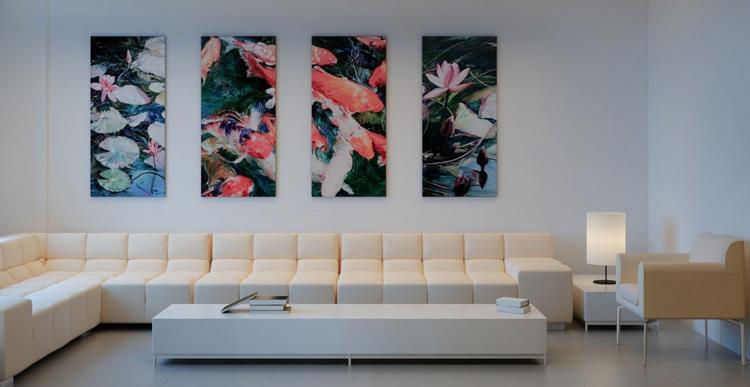 luova seinäkoriste olohuoneen sohvan seinämaalaus japanilaiseen tyyliin