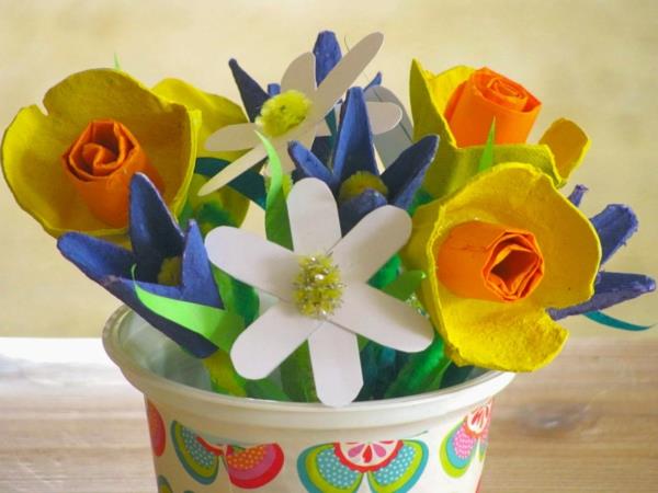 luovia käsityöideoita värilliset kukat munakotelo