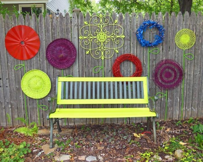 luovia puutarhaideoita diy puutarhan sisustus värillinen sisustusideoita takapihalla