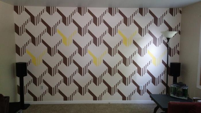 luova seinäsuunnittelu seinäsuunnittelu värisuunnittelu samankaltaiset värit 3D -vaikutus ruskea valkoinen