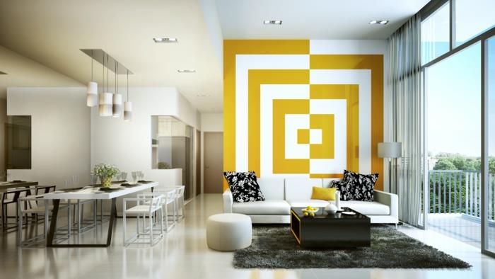 luova seinäsuunnittelu seinäsuunnittelu värisuunnittelu samankaltaiset värit 3d -vaikutus keltainen