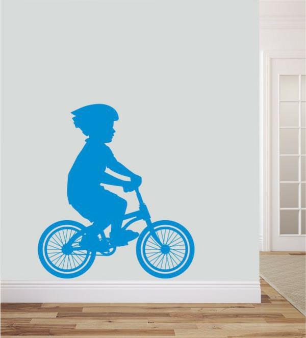 luova seinän suunnittelu seinätarrat lastenhuone pyöräily sininen