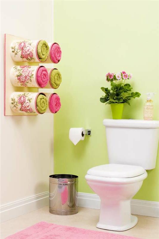 luova tinkiminen kylpyhuoneen suunnittelu vihreän seinän säilytystilaa ideoita pyyhkeet