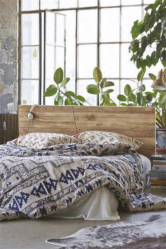 lehmännahka matto makuuhuone vuode matot vuodevaatteet sisäkasvit