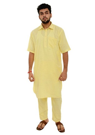 Etnisk slid gul kurta pyjama