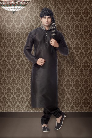 Plain Silk Kurta Pyjamas Design