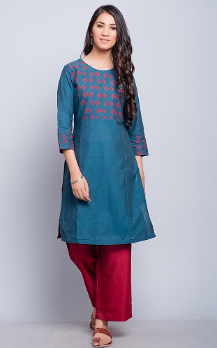 Tussar Cotton Drawstring Parallel Pant with Kurti