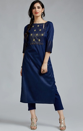 A-Line Silk Kurta med bukser