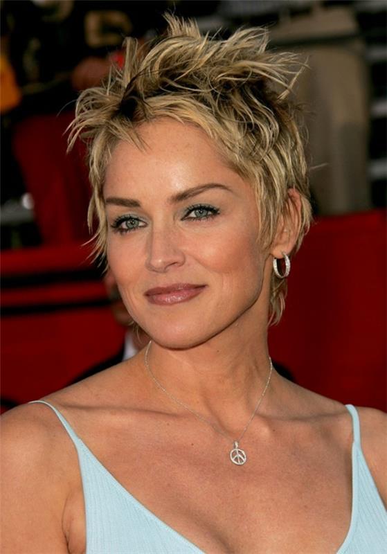 lyhyet kampaukset moderni 2015 vaalea pixie -leikkaus sharon stone