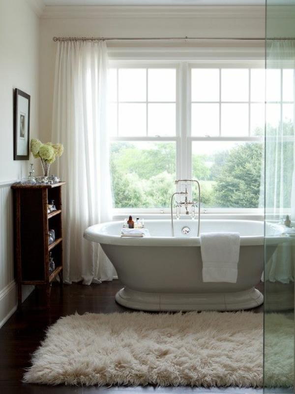 pehmoinen pehmeä kylpyhuonematto valkoinen puulattiamatot kylpyhuoneen matot vapaasti seisova kylpyamme