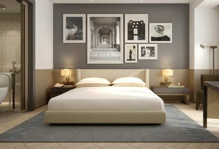lamppu makuuhuoneen pöytävalot harmaa matto neutraalit värit