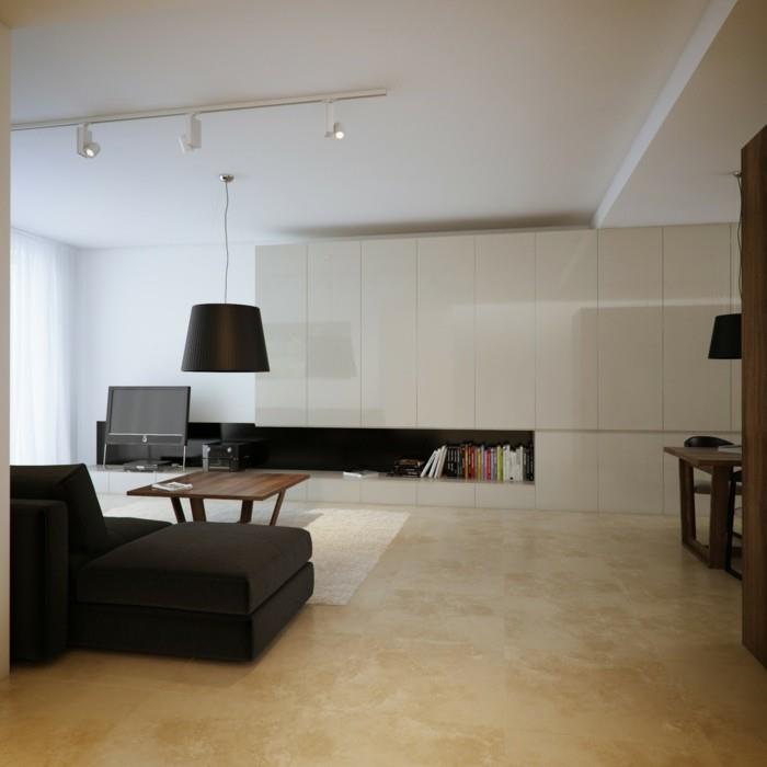 lamput olohuone moderni valaistus musta sohva beige lattia