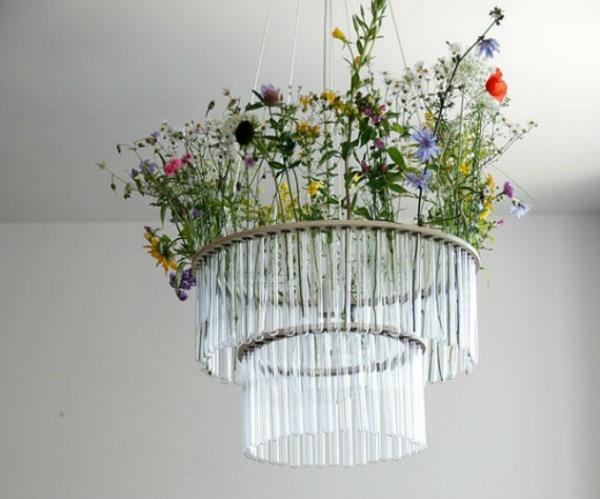 tee lampunvarjostin itse koeputki kukkia kattokruunu