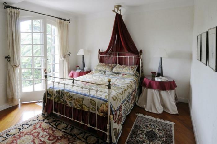 maalaistyylinen ranskalainen makuuhuone sisustaa mattoja