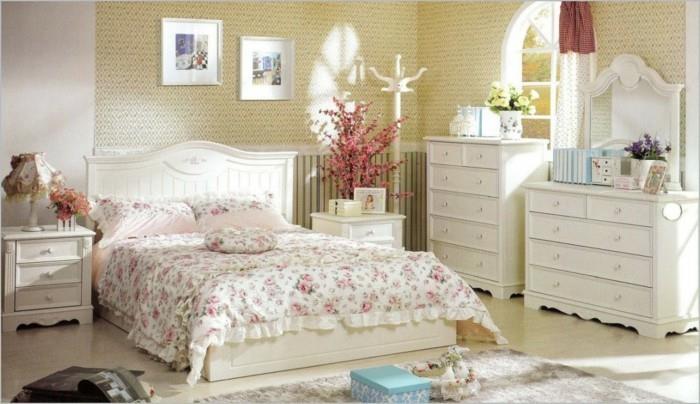 maalaistyylinen ranskalainen tyyli makuuhuone kukkakuvio