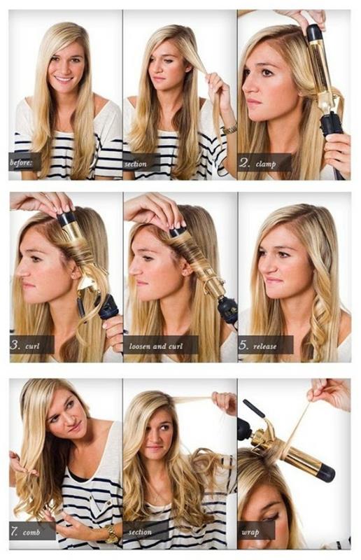 pitkät kampaukset kampaus kiharat hiukset kiharat tyylit curling iron