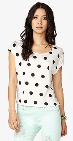 Designer polka dots top til damer