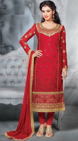Rødt broderi Salwar Suit Design
