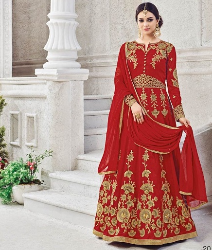 Rød Salwar -dragt til bryllup