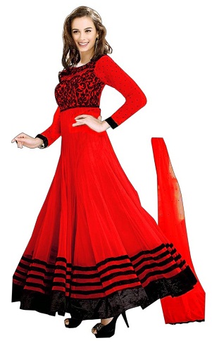 Etnikai Red Net Salwar öltöny