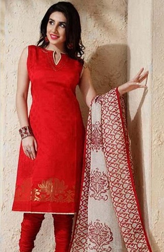 Enkelt rødt Salwar -jakkesætdesign