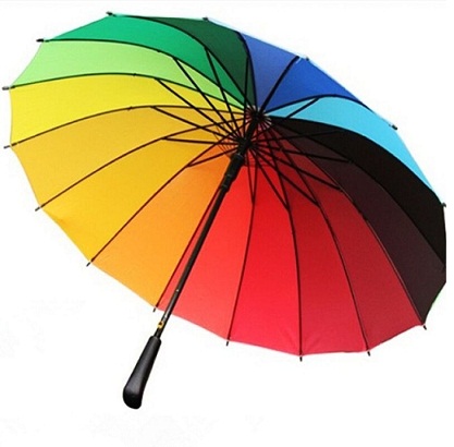 Farverige Long Stick Orange paraplyer