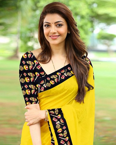 Kajal Agarwal Yellow Saree