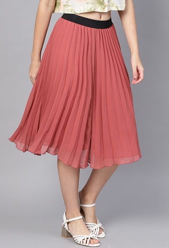 Midi flared nederdel