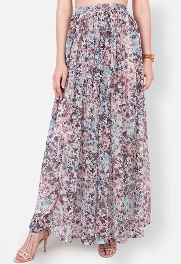 Chiffon blomstret nederdel