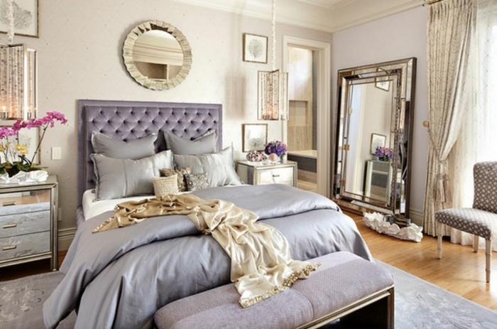 laventelinvärinen pastelliväri makuuhuoneen pääty