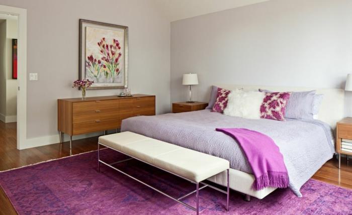 laventelinvärinen päiväpeite violetti villahuopa matto