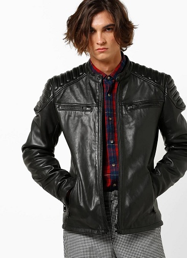 Superdry læderjakke med panel