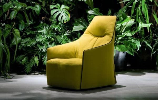 nahkasohva rentoutua suunnittelija keltainen nojatuoli