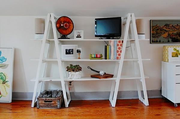 tikkaat hyllyseinähyllyt DIY -seinähyllyt valkoinen tv -lattia puu