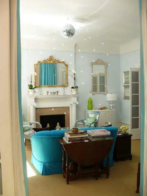 Hehkuva disco pallo kotiin huoneisto sininen huonekalut rakenne