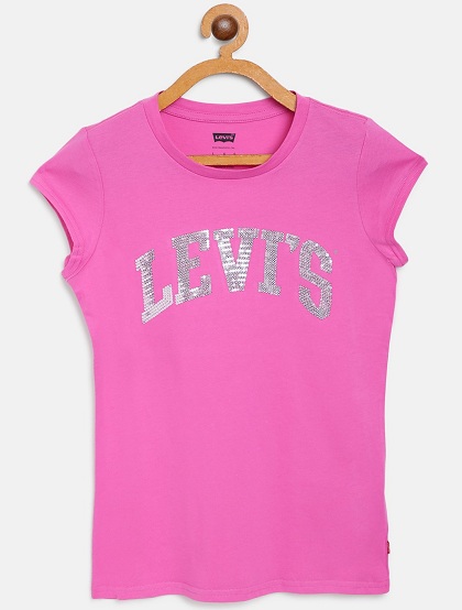 Lyserød Levis T -shirt til børnepiger