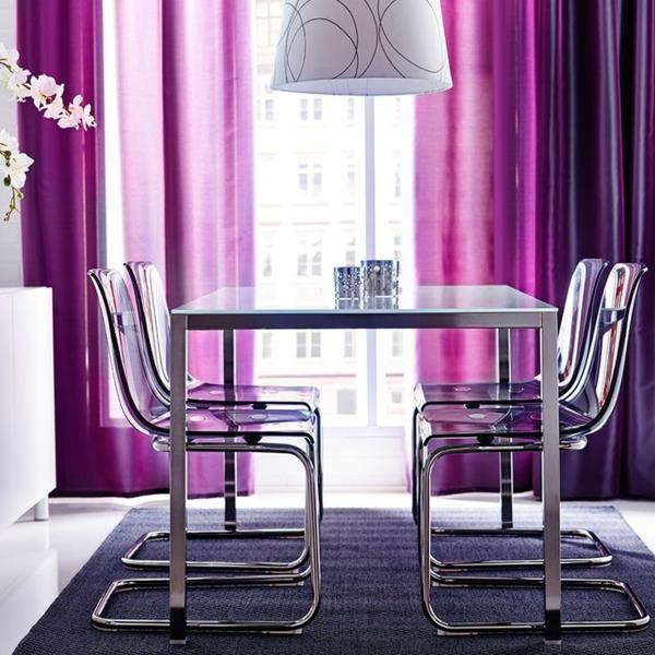 violetti metalli läpikuultavat verhot ikkuna verhot ruokapöytä