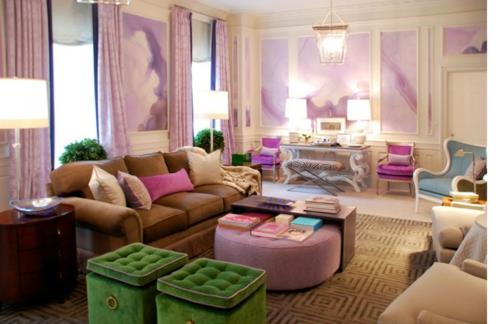 violetti vihreä suunnitteluidea pastelliväriset olohuone