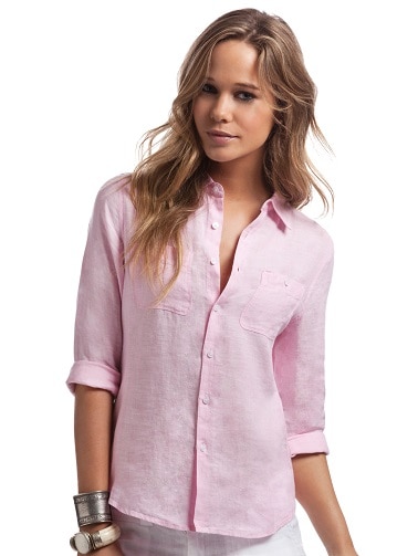 Linen Button Up Shirt Dame