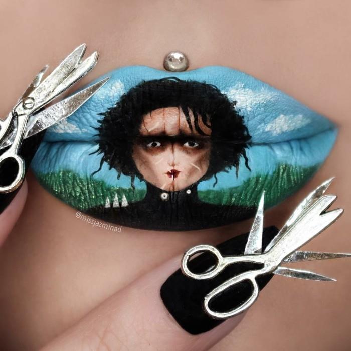 huulimeikki halloweenjuhlat edward sxissorhands