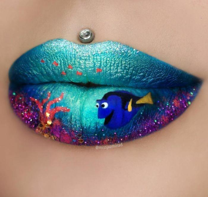 huuli meikki huulipuna muodostavat ideoita juhla kala nemo teema