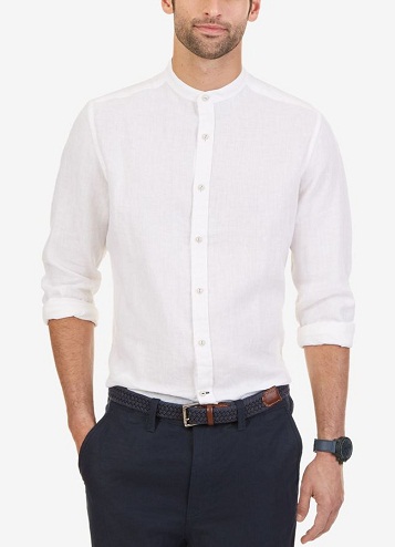 Banded Collar Shirts med lange ærmer til mænd