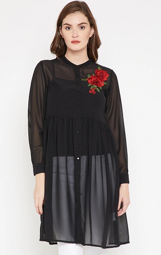Net lang top med broderi design